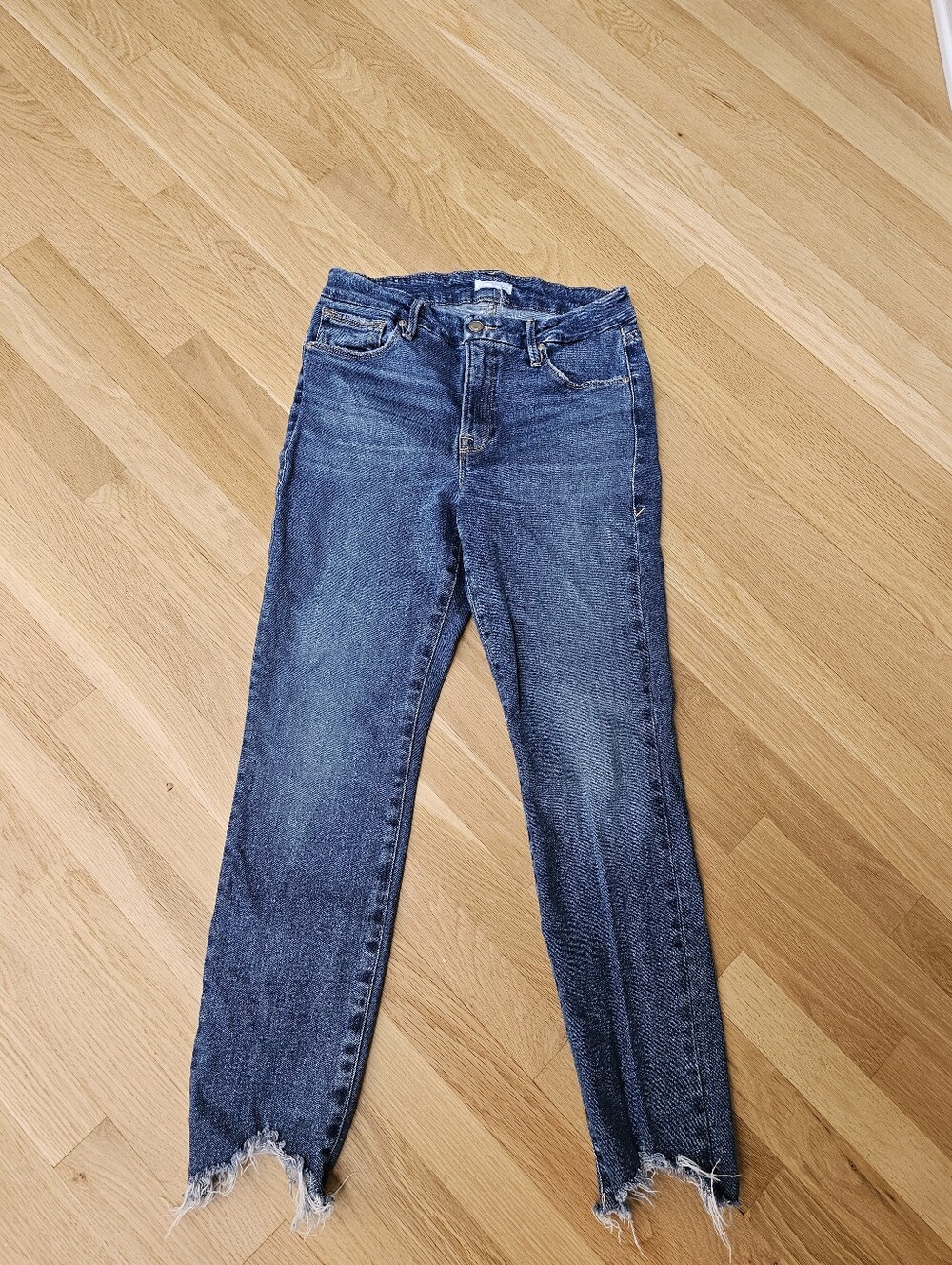 $159 Good American Good Legs Cigarette Jeans Blue842 Distressed